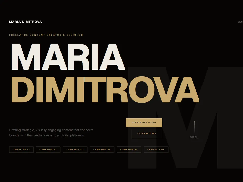 Screenshot of the Maria Dimitrova freelance portfolio website
